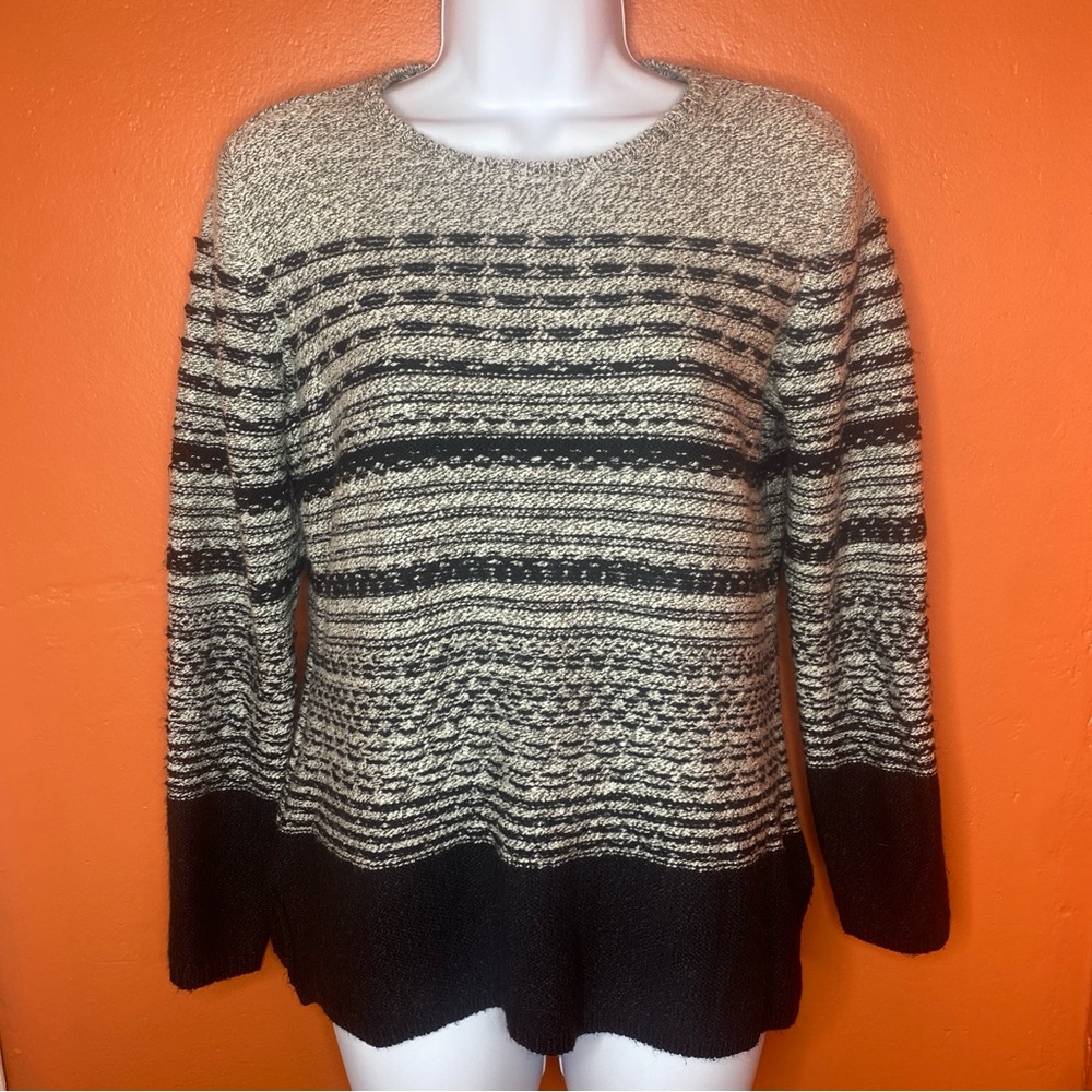 Karen Scott Women’s Scoop Neck Long Sleeve Knit Striped Sweater
